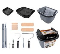 ROLLINGDOG 9" Paint Rollers and Trays Sets, Paint Roller Extension Pole, 8L Paint Scuttle with Lid, Decorating Tools for Wall, Ceiling Painting, 16PCS