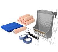 ROLLINGDOG Ladder Paint Roller Tray Kit - Securely Hangs on Ladder for Easy High-Reach Painting | Paint Tray with Hook, Roller Frame& Roller Sleeves