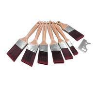 ROLLINGDOG Paint Brush Set Flat Angular Brushes with 8-in-1 Painter’s Card | 8PC Short Handle Brushes for Home Wall Ceiling Furniture Various Surfaces Painting