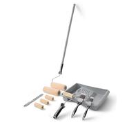 ROLLINGDOG Paint Roller Set - 9 Inch Paint Rollers and Tray Sets with Extension Pole,Paint Brush,Microfiber Roller Cover,15 PC Paint Roller Kit for Painting Walls and Ceilings