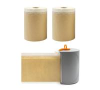 ROLLINGDOG Pre-Taped Masking Paper - Drop Dust Sheets Rolls 18cm x 25m (3 Pack) with Additional Easy Tear Dispenser