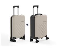 Rollink Flex Spinner 360 Collapsible Carry-On 21In Suitcase, 4 Wheels Fold Flat Cabin Luggage (Warm Gray)