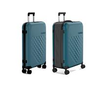 Rollink Flex Spinner 360 Fully Collapsible Suitcase - Fold Flat Cabin Hand Luggage - Hardshell, Silent Double Spinner 4 Wheels, Scratch, Water & Impact Resistant (Deep Lagoon, Carry-On 21-Inch)