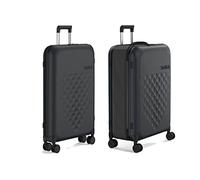 Rollink Flex Spinner 360 Fully Collapsible Suitcase - Hardshell, Silent Double Spinner 4 Wheels Fold Flat Hold Luggage - Scratch, Water & Impact Resistant (Black, Checked-Medium 26-Inch)