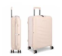 Rollink Mono Suitcase 29” - Foldable Hardshell Luggage, Double Spinner Wheels, TSA Lock, Lightweight & Durable Travel Case - Scratch, Water & Impact Resistant, Sand Beige, Medium Checked, Modern