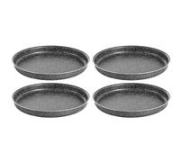 RollitPop Round Oven Tray for Pizza and Farinata, 34 cm Made in Italy, High Non-Stick Coating in Aluminium, Light and Easy to Clean, Stone Effect Vulcania Line (4 Baking Pans)