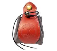 Rollooo Red & Gray Celtic Tree DND Gifts Dice Bag - Tray with Drawstring & Button Genuine Leather Dice Pouch Storage Bag for d&d Dices Jewelry Coin & Small Accessories
