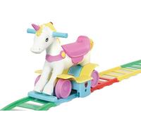 Rollplay Unicorn Train Set, Colorful Rainbow Track with Ride-On Unicorn, Kids Indoor Riding Toy, Pink and White Design with Wheeled Base, Play Set for Children 1-3 Years