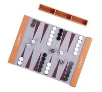 Rolls Up PU Leather Backgammon Game Mat Board and Chess Set for Outdoors Travel Camping Family Game Parties Foldable Board with Rules Guide