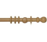 Rolls Woodline 35mm Wooden Ball Curtain Pole Set, Light Oak, 240cm