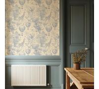 RollsRolla Blue Animal Jungle Forest Self-Adhesive Wallpaper Peel and Stick Wallpaper Design for Boys and Girls Room Toile Botanical Elephant Wallpaper for Bathroom or Living Room (Blue)