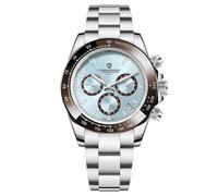 RollsTimi Men's Quartz Watch, Classic Multifunction Chronograph, VK63 Stainless Steel Movement, Sports Water Resistant 100M, 1644 - Sky Blue, bracelet