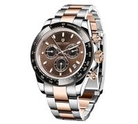 RollsTimi Men's Quartz Watch, Date, Sapphire Lens, 316L Stainless Steel, Ceramic Bezel, VK63 Movement, Water Resistant, Men's Sport Waterproof Chronograph Watch, Coffee Color 1644-LP