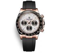 RollsTimi Pagani Design PD-1664 Men's Quartz Watch VK63 Movement Japanese Movement Ceramic Bezel Sapphire Vintage Chronograph Stainless Steel Waterproof Watch 40mm, Meteorite Gray-A