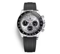 RollsTimi Pagani Design PD-1664 Men's Quartz Watch VK63 Movement Japanese Movement Ceramic Bezel Sapphire Vintage Chronograph Stainless Steel Waterproof Watch 40mm, Gray -A