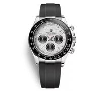 RollsTimi Pagani Design PD-1664 Men's Quartz Watch VK63 Movement Japanese Movement Ceramic Bezel Sapphire Vintage Chronograph Stainless Steel Waterproof Watch 40mm, Meteorite Gold Gray -A