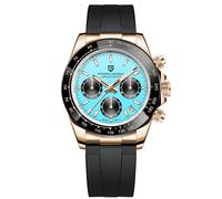 RollsTimi Pagani Design PD-1664 Men's Quartz Watch VK63 Movement Japanese Movement Ceramic Bezel Sapphire Vintage Chronograph Stainless Steel Waterproof Watch 40mm, Gold Blue -A
