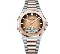 RollsTimi Pagani Design YS025 Men's Automatic Watch Skeleton Dial Tourbillon-Style E3251 Movement Sapphire Crystal 100M Waterproof Stainless Steel Luxury Sports Watch, Gradient Gold-Brown