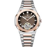 RollsTimi Pagani Design YS025 Men's Automatic Watch Skeleton Dial Tourbillon-Style E3251 Movement Sapphire Crystal 100M Waterproof Stainless Steel Luxury Sports Watch, Gradient Gold-Black