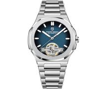 RollsTimi Pagani Design YS025 Men's Automatic Watch Skeleton Dial Tourbillon-Style E3251 Movement Sapphire Crystal 100M Waterproof Stainless Steel Luxury Sports Watch, Dark Blue