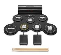 Rollup Electronic Drum Kit, 7 Pad POGOLAB Digital Electric Drum Kit, Portable Folding Electronic Practice Pad Mat, Stereo Speaker/Drumstick/Earphone Slot, Rechargeable Percussion Instrument Beginner