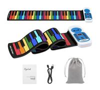 Rollup Keyboard Piano 49 Keys, Keyboard Piano with 14 Demos, 128 Tons, 128 Rhythms, Music Keyboard mit Record, Microphone & Headphone Jack, Portable Foldable Piano for Kids and Beginners
