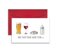 RollupJoy Cute Baby Shower Card, Funny New Baby Card for New Mom Dad Parents, Baby Shower Congratulation Card, and Then There Were Four Card