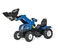 Rolly Toys Ride On New Holland T7 Tractor with Frontloader and Pneumatic Tyres, Blue