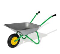ROLLY TOYS Metal Wheelbarrow, with pneumatic front tyre, 80 x 30 x 41 cm, suits kids from 2.5 Years, Green/Grey