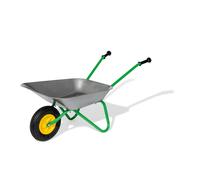 ROLLY TOYS Metal Wheelbarrow, with pneumatic front tyre, 80 x 30 x 41 cm, suits kids from 2.5 Years, Green/Grey