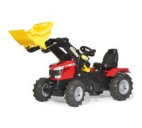 rolly toys | rollyFarmtrac Massey Ferguson 8650 Tractor with Frontloader (Red) | Pneumatic Tyres for Quieter & Smoother Ride | Large Working Frontloader that can Tip & Scoop | Ages 3+ | 61/114/0