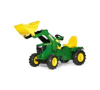 Rolly Toys Ride On John Deere 6210R Tractor with Frontloader and Pneumatic Tyres, Green