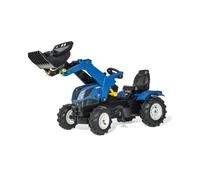 Rolly Toys Ride On New Holland T7 Tractor with Frontloader and Pneumatic Tyres, Blue