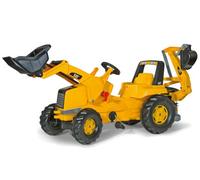 Rolly Toys Ride On CAT Tractor with Frontloader and Rear Excavator, Yellow
