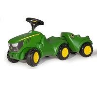 Rolly Toys Minitrac John Deere 6150R Baby Ride-On with Trailer, Tilting Trailer Under Bonnet, Steering Wheel with Horn, for Children from 1.5 Years