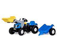 Rolly toys | rollyKid New Holland Tractor & Trailer | Trailer Comes with Frontloader that Releases, Scoops & Tips | Bonnet can be Opened | Ages 2 and a half+ | S2602392