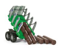 Rolly Toys Timber Trailer Green w/ 5 Logs for Tractor Loader Childrens Outdoor