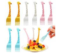 ROLMZJX 12 Pcs Food Picks Kids, Plastic Animal Fruit Fork, Giraffes Food Fruit Forks Bento Box Decor Cute Mini Food Pick Accessories for Children Adult Dessert, Fruit, Pastry, Party