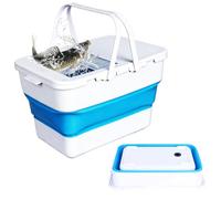 ROLMZJX Collapsible Bucket, 13 L Foldable Fish Bucket with Lockable Lid, Multifunctional Container for Live Fishing Lure, Collapsible Washing up Bowlfor Home & Car (Blue)