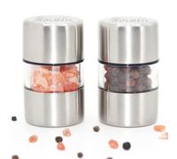 ROLMZJX Mini Salt and Pepper Grinder Set, Travel Salt and Pepper Sets,Camping Salt and Pepper Set，Salt Grinder for Home Kitchen BBQ Outdoors（2 Pcs）