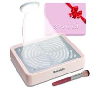 Rolokit Nail Dust Collector with Lamp & 50pcs Disposable Filter & Dusting Brush, Electric Nail Vacuum Cleaner Dust Fan Suction Machine for Manicure Acrylic Gel Nails Polishing, Low Noise, Salon Home