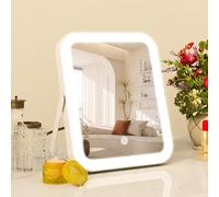 ROLOVE 8"x10" Lighted Vanity Mirror, Makeup Mirror with Light, Dimmable Touch Screen, Portable Travel Mirror with U-Shaped Bracket, Cosmetic Mirror with Lights for Makeup Desk ＆ Dressing Room