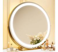 ROLOVE Gold Vanity Mirror - 18 Inch Lighted Makeup Mirror with Smart Touch, 3 Colors Dimmable