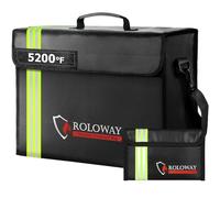 ROLOWAY 2600℃ Large Fireproof Thermal Insulated Bag (17" x 12" x 5.8") with Reflective Strip, Fireproof Document Bag with Fireproof Coin Purse for Cash Safe