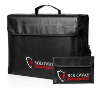 ROLOWAY Large (17 x 12 x 5.8 inches) Fireproof Bag, Fireproof Document Bags, Fireproof Money Bag, Water Resistant Fireproof Safe Bag for Documents and Valuables Storage