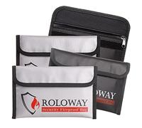 ROLOWAY Small Fireproof Bag (5 x 8 inches), Non-Itchy Fireproof Money Bag, Fireproof Cash Bag, Fireproof Envelope Bag for Cash, Passport, Currency & Keys (4-Pack)