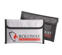 ROLOWAY Small Fireproof Money Bag - Non-Itchy, 5 x 8 inches, 2-Pack for Passport, Currency & Keys