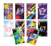 Rolpants 10PCS 67 Meme Mini Notebooks, 6 7 Neon Pocket Spiral Notepads with Blank Pages - Video Game Music Note Pads Party Favor School Rewards