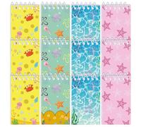 Rolpants 12 Pcs Yellow Cartoon Sponge Pocket Notebook Notepads, Blue Ocean Octopus Jellyfish Crab Seaweed Spiral Mini Notepads Notebooks for Party Bags School Rewards