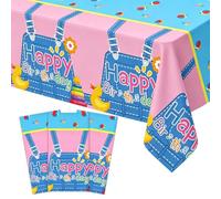 Rolpants 3 Pack Cartoon Teacher Party Tablecloth Birthday Decorations, Happy Birthday Rainbow Plastic Table Cover English Teacher Waterproof Table Cloth for Cartoon Classroom Party Supplies